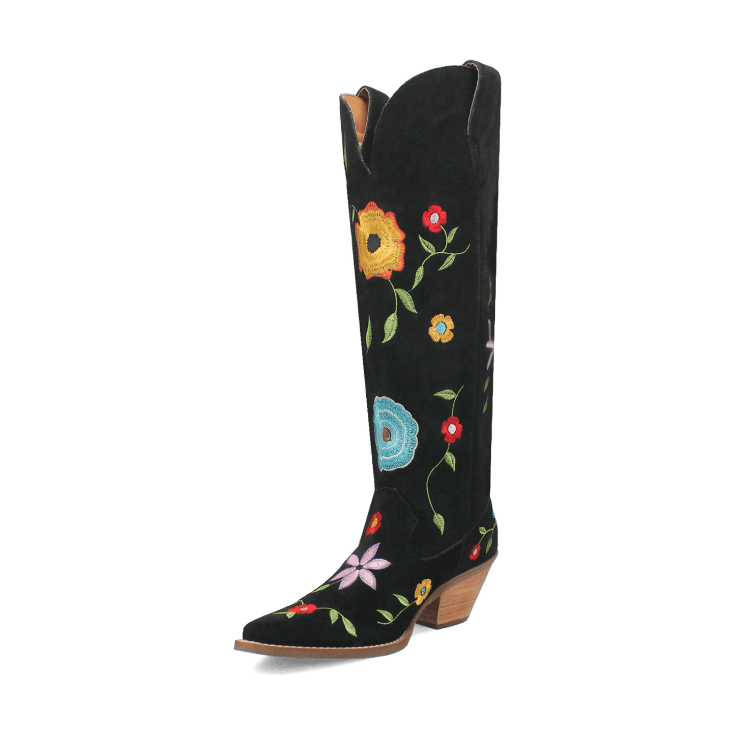 PRODUCT SHOT FLOWER POWER SUEDE BOOT AT 225 DEGREE ANGLE