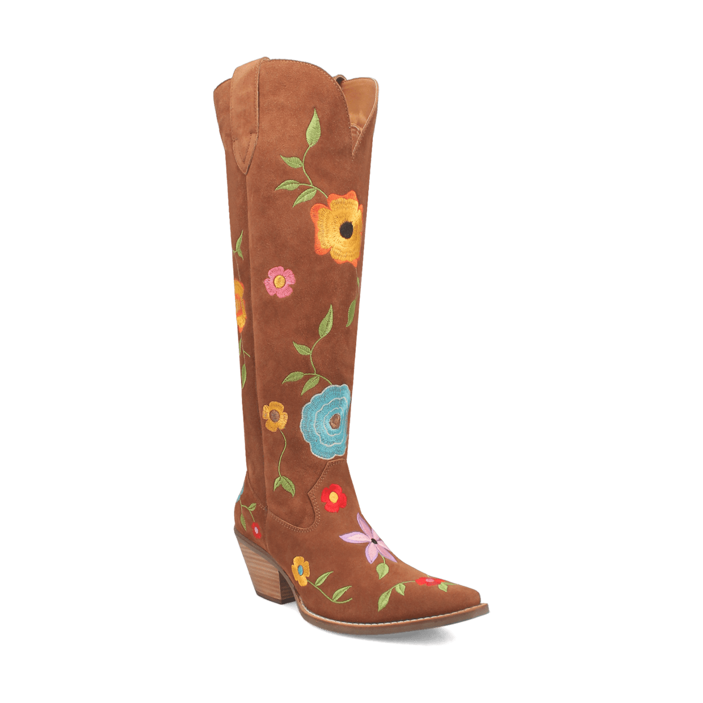 PRODUCT SHOT FLOWER POWER SUEDE BOOT AT 45 DEGREE ANGLE