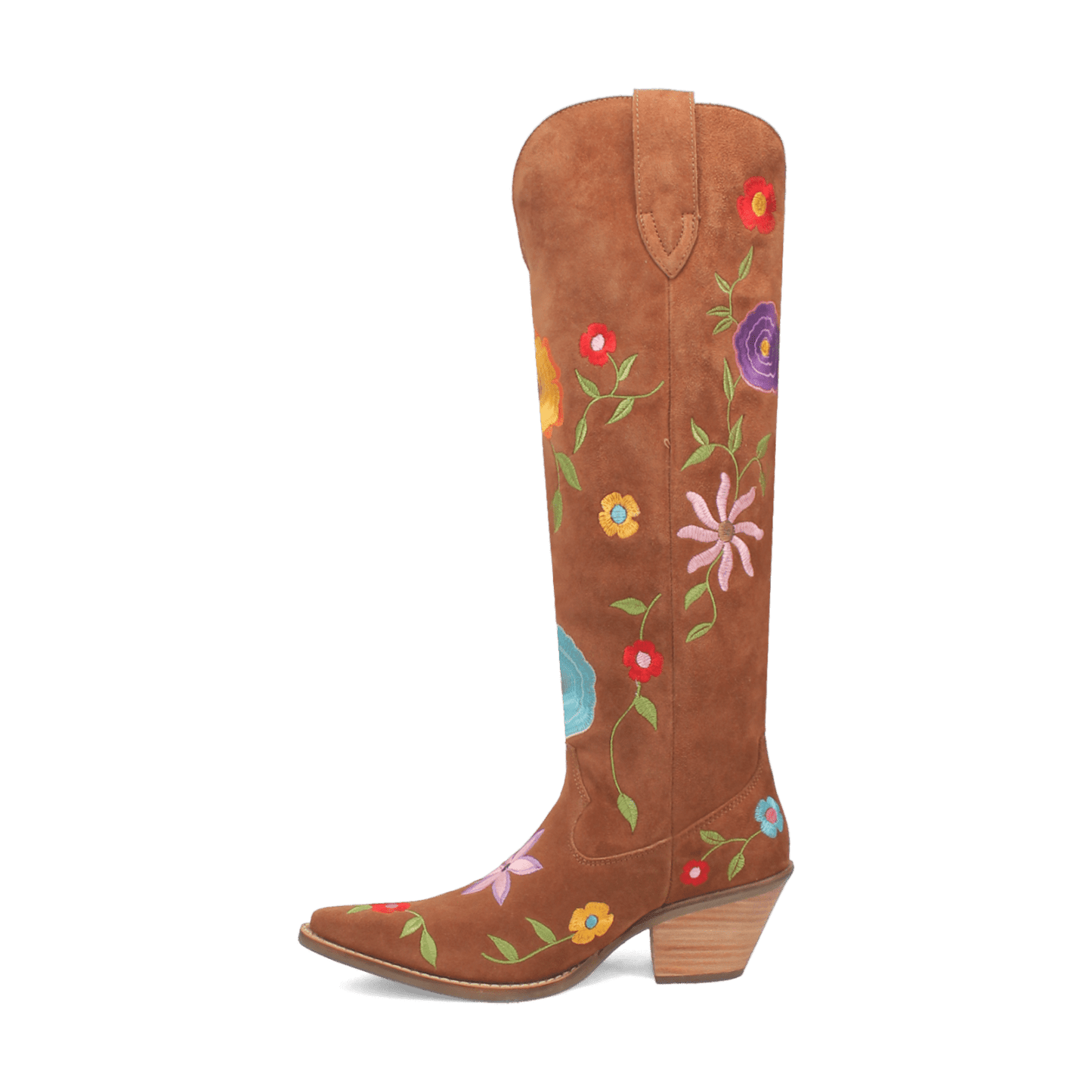 PRODUCT SHOT FLOWER POWER SUEDE BOOT AT 135 DEGREE OUTSIDE ANGLE