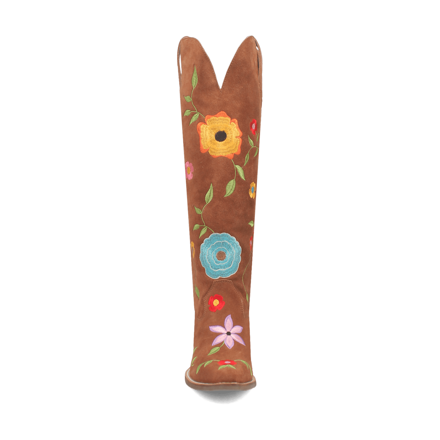 PRODUCT SHOT FLOWER POWER SUEDE BOOT AT FRONT ANGLE