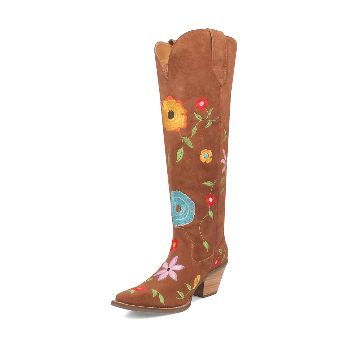 PRODUCT SHOT FLOWER POWER SUEDE BOOT AT 225 DEGREE ANGLE