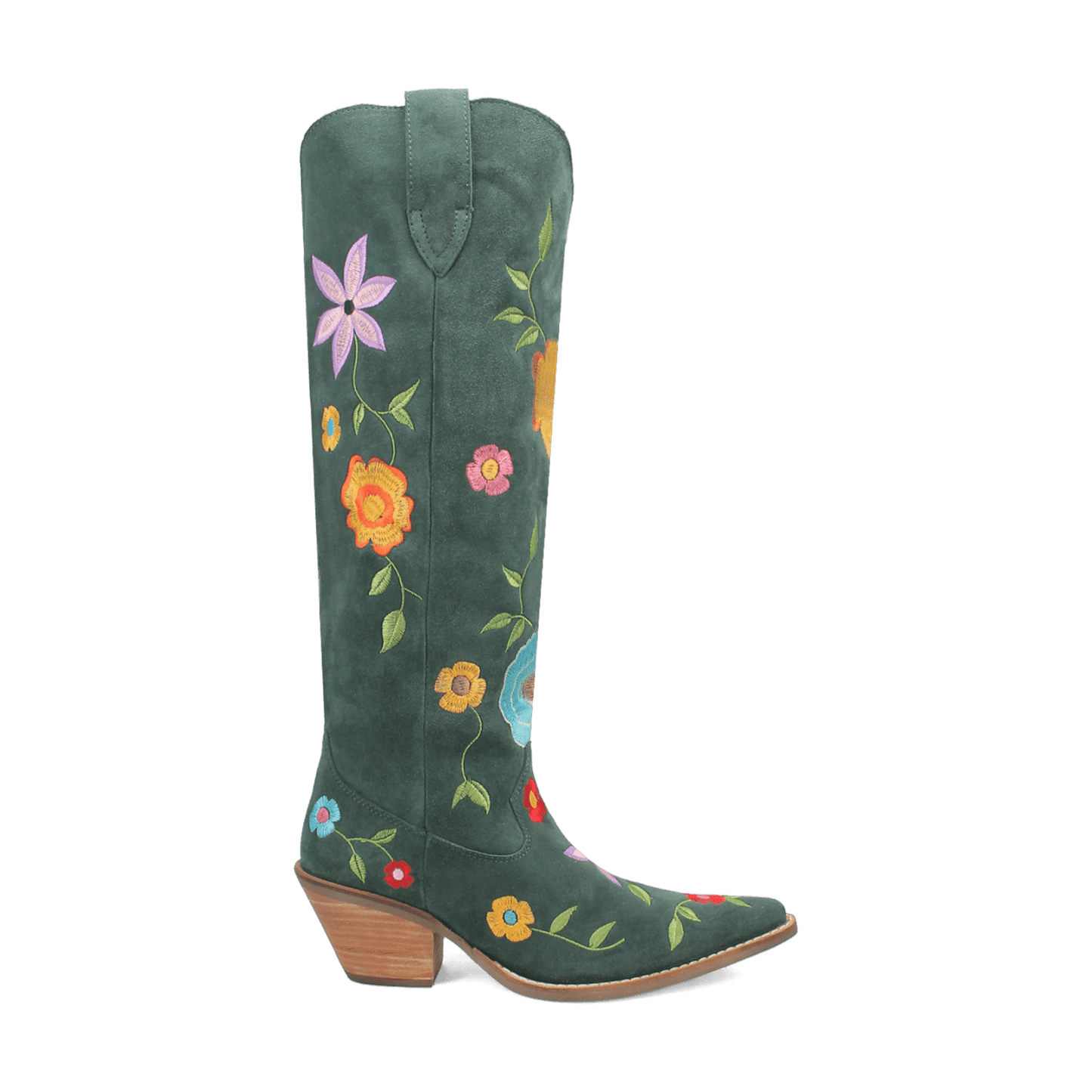 PRODUCT SHOT FLOWER POWER SUEDE BOOT AT 90 DEGREE INSIDE ANGLE