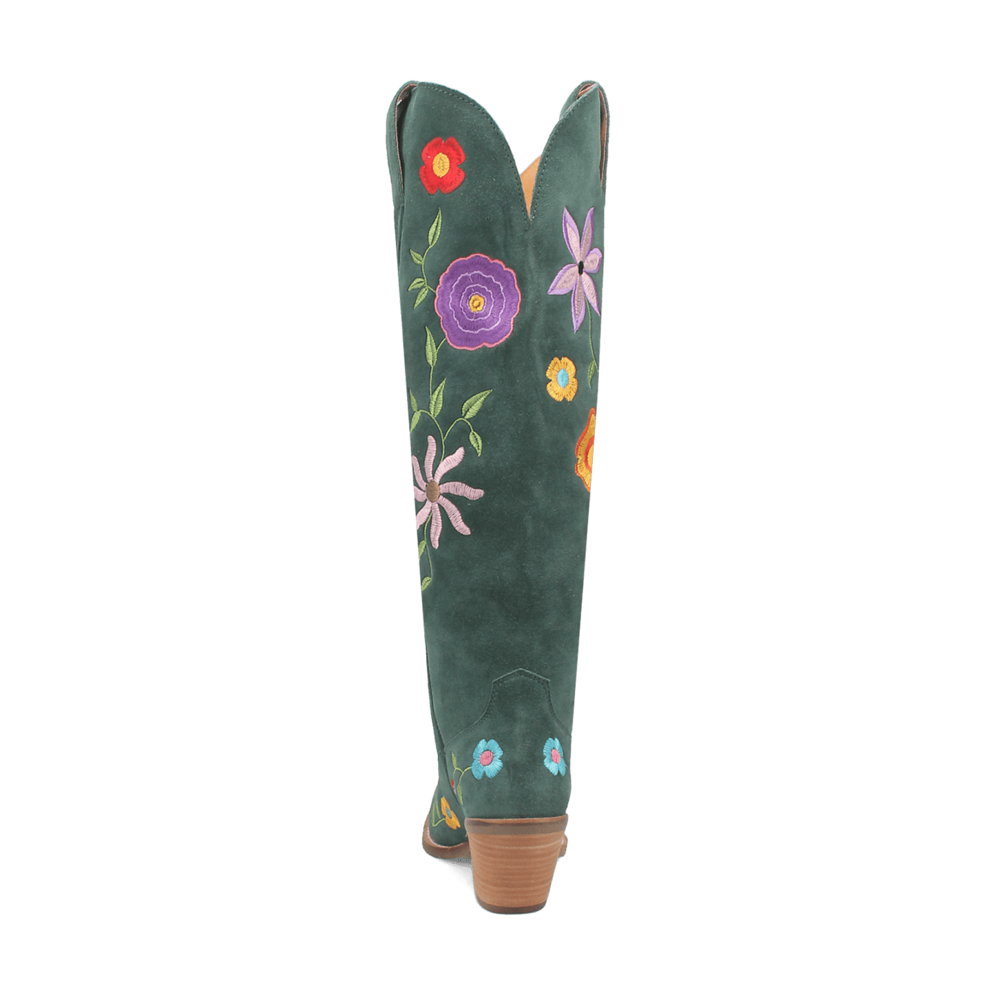 PRODUCT SHOT FLOWER POWER SUEDE BOOT AT 180 DEGREE BACK ANGLE
