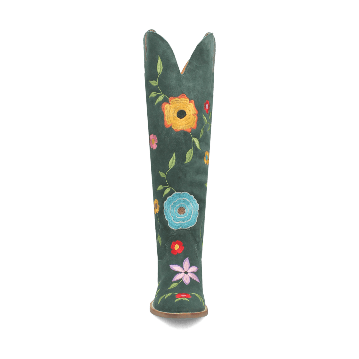PRODUCT SHOT FLOWER POWER SUEDE BOOT AT FRONT ANGLE