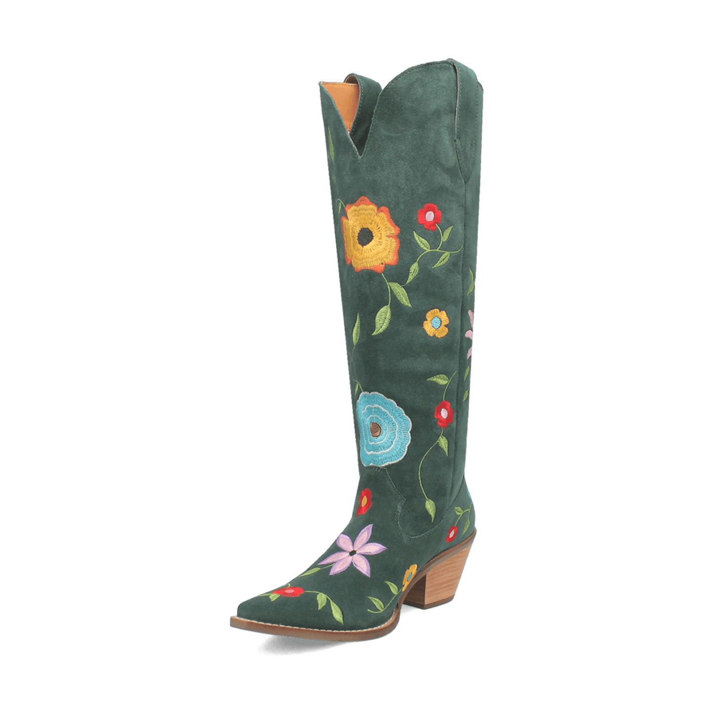 PRODUCT SHOT FLOWER POWER SUEDE BOOT AT 225 DEGREE ANGLE
