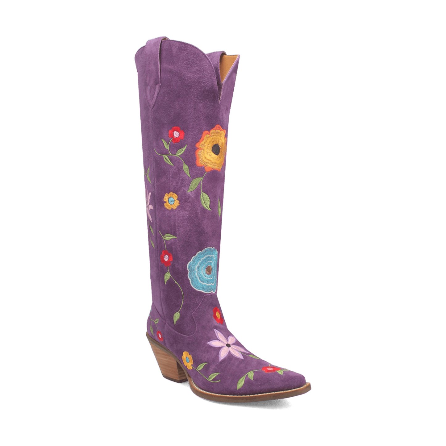 PRODUCT SHOT FLOWER POWER SUEDE BOOT AT 45 DEGREE ANGLE