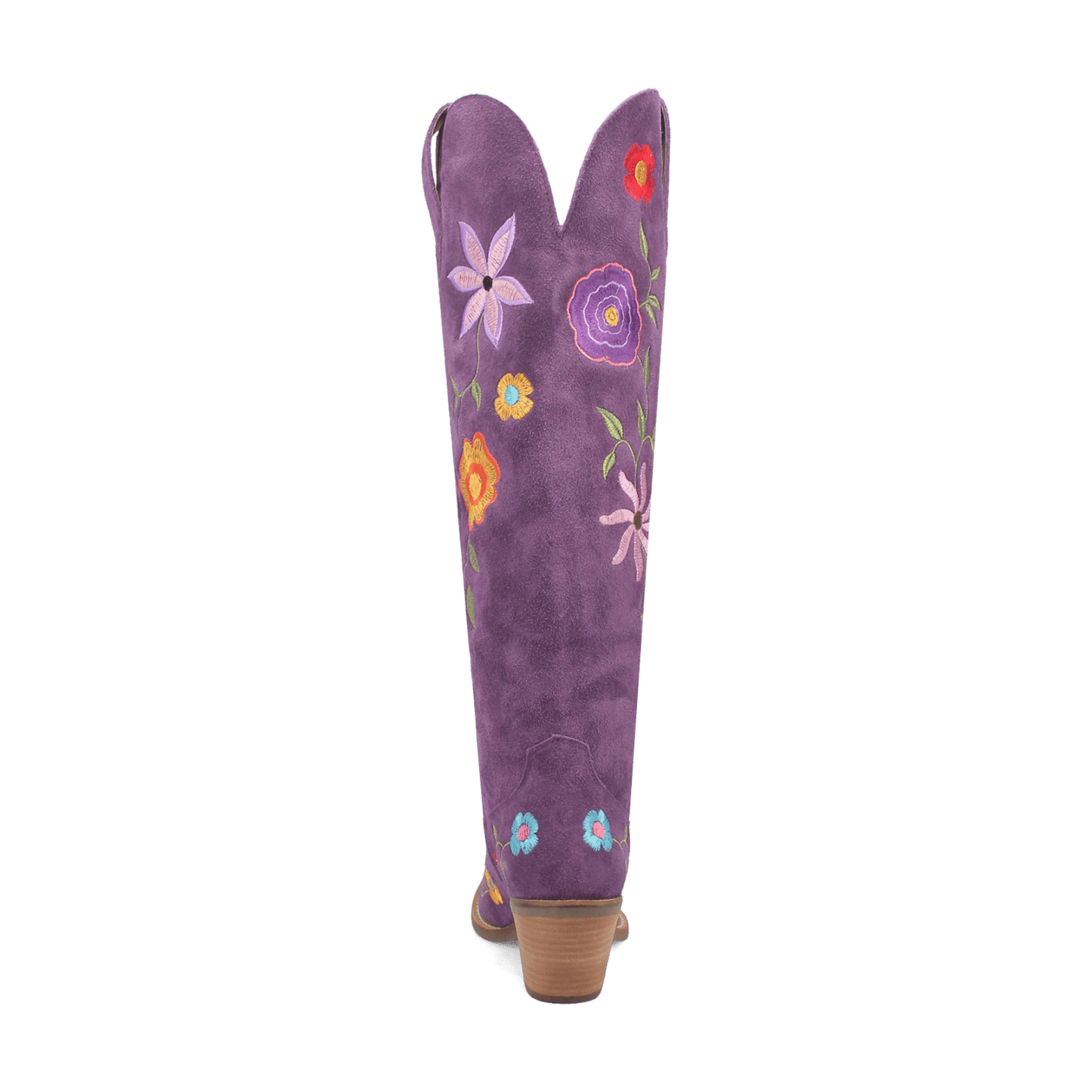 PRODUCT SHOT FLOWER POWER SUEDE BOOT AT 180 DEGREE BACK ANGLE
