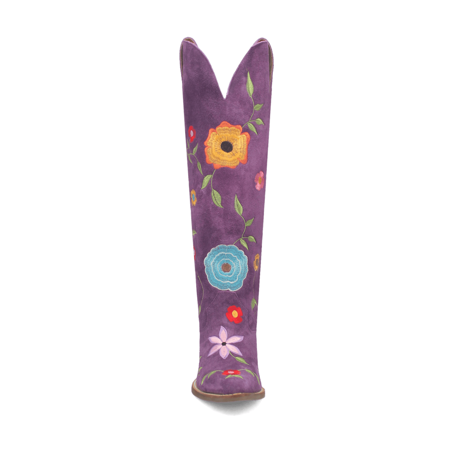 PRODUCT SHOT FLOWER POWER SUEDE BOOT AT FRONT ANGLE
