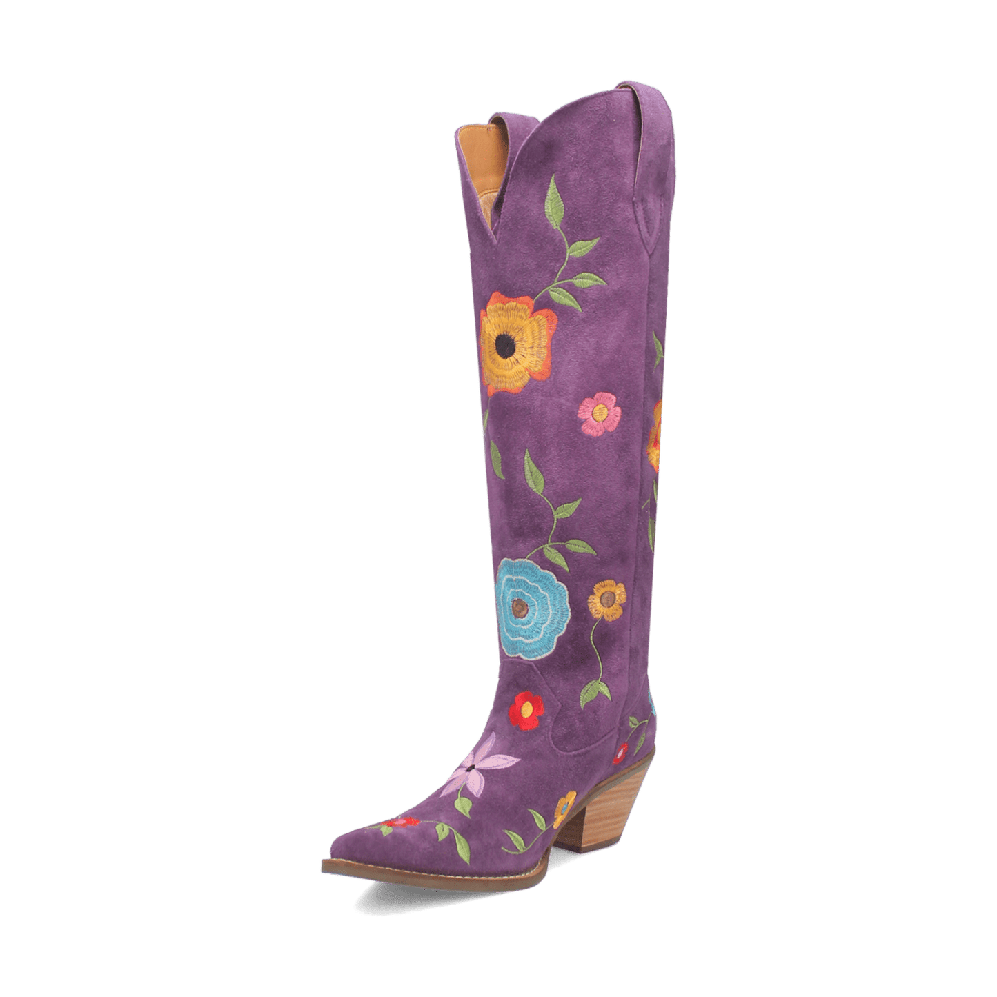 PRODUCT SHOT FLOWER POWER SUEDE BOOT AT 225 DEGREE ANGLE