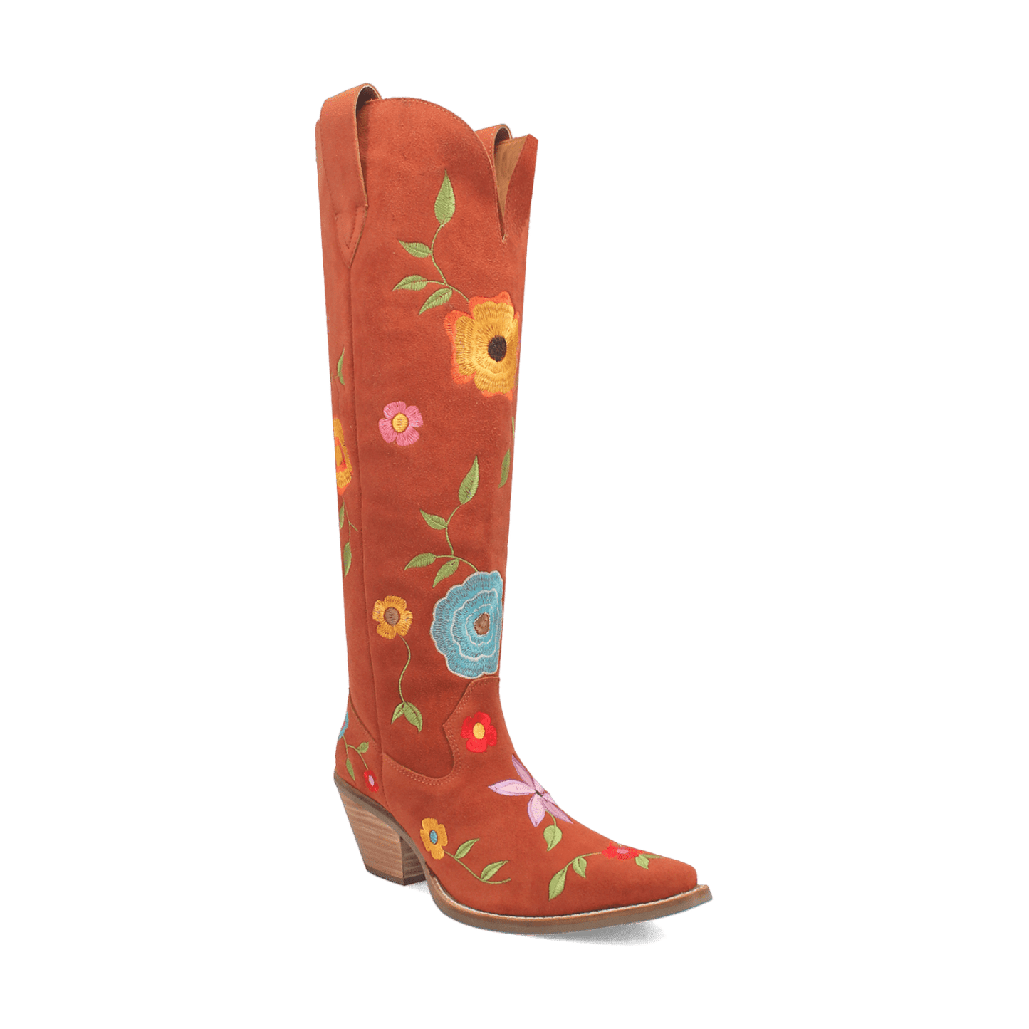 PRODUCT SHOT FLOWER POWER SUEDE BOOT AT 45 DEGREE ANGLE