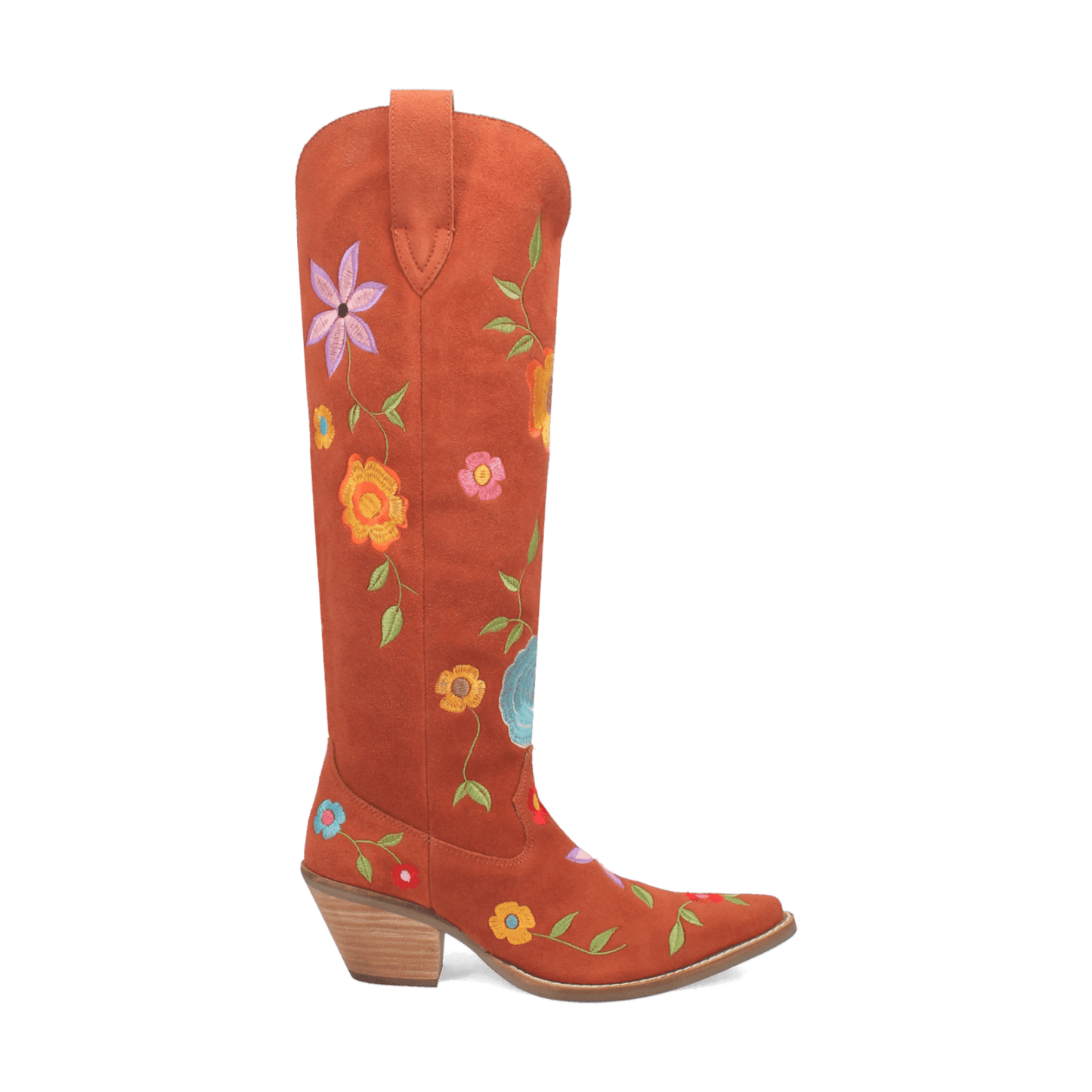 PRODUCT SHOT FLOWER POWER SUEDE BOOT AT 90 DEGREE INSIDE ANGLE