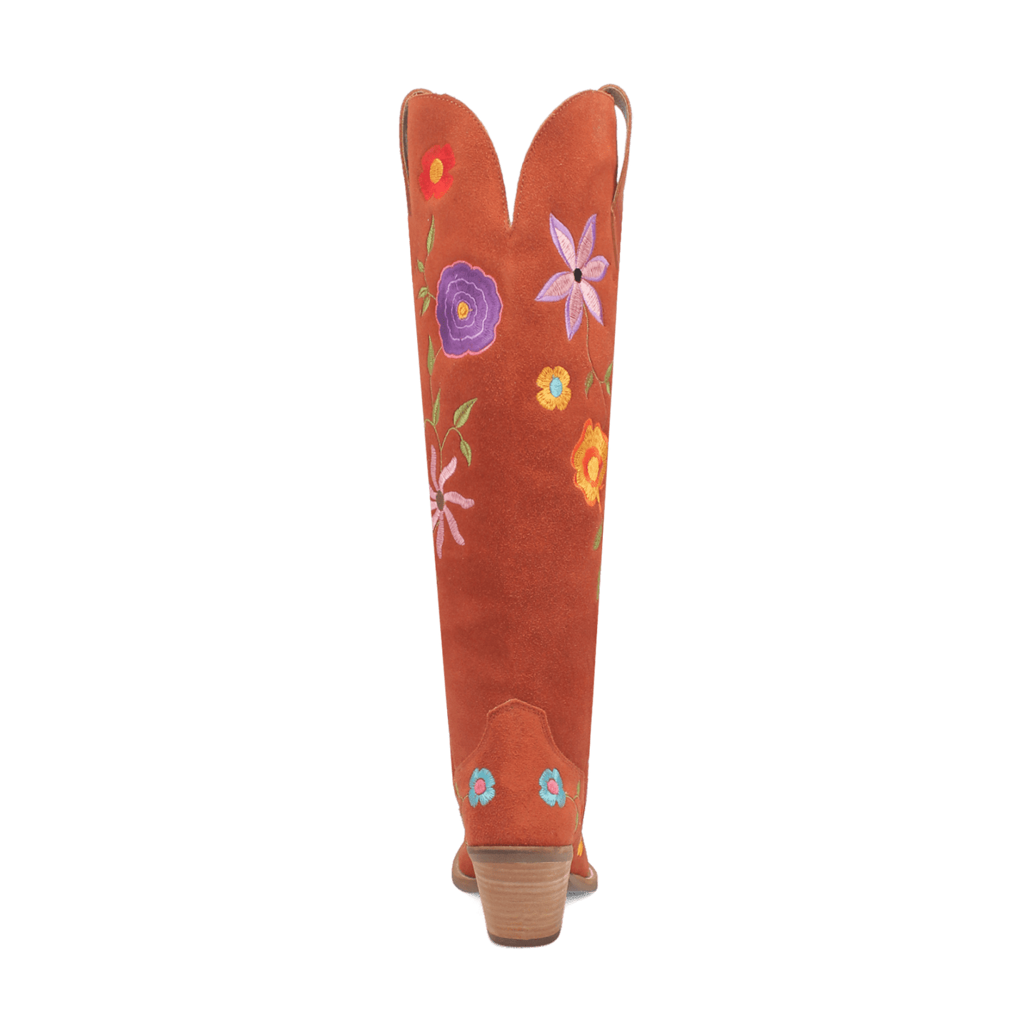 PRODUCT SHOT FLOWER POWER SUEDE BOOT AT 180 DEGREE BACK ANGLE