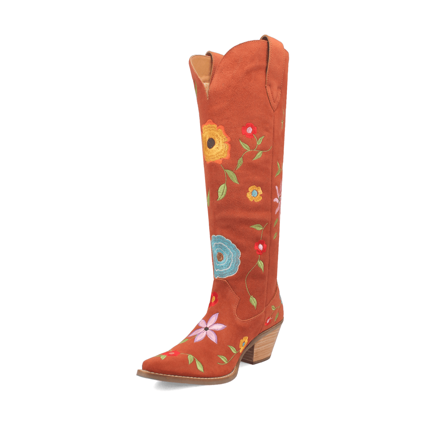 PRODUCT SHOT FLOWER POWER SUEDE BOOT AT 225 DEGREE ANGLE