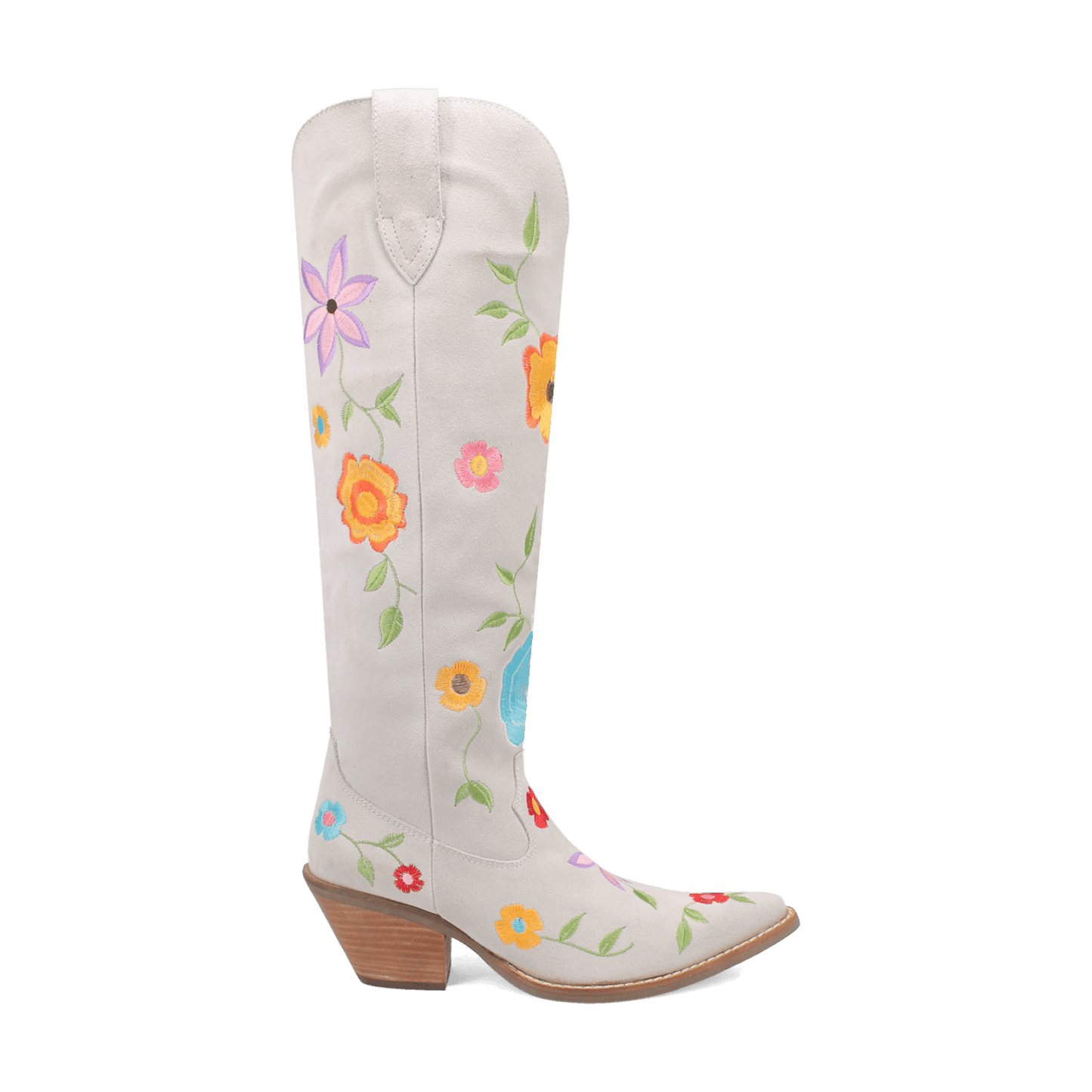 PRODUCT SHOT FLOWER POWER SUEDE BOOT AT 90 DEGREE INSIDE ANGLE