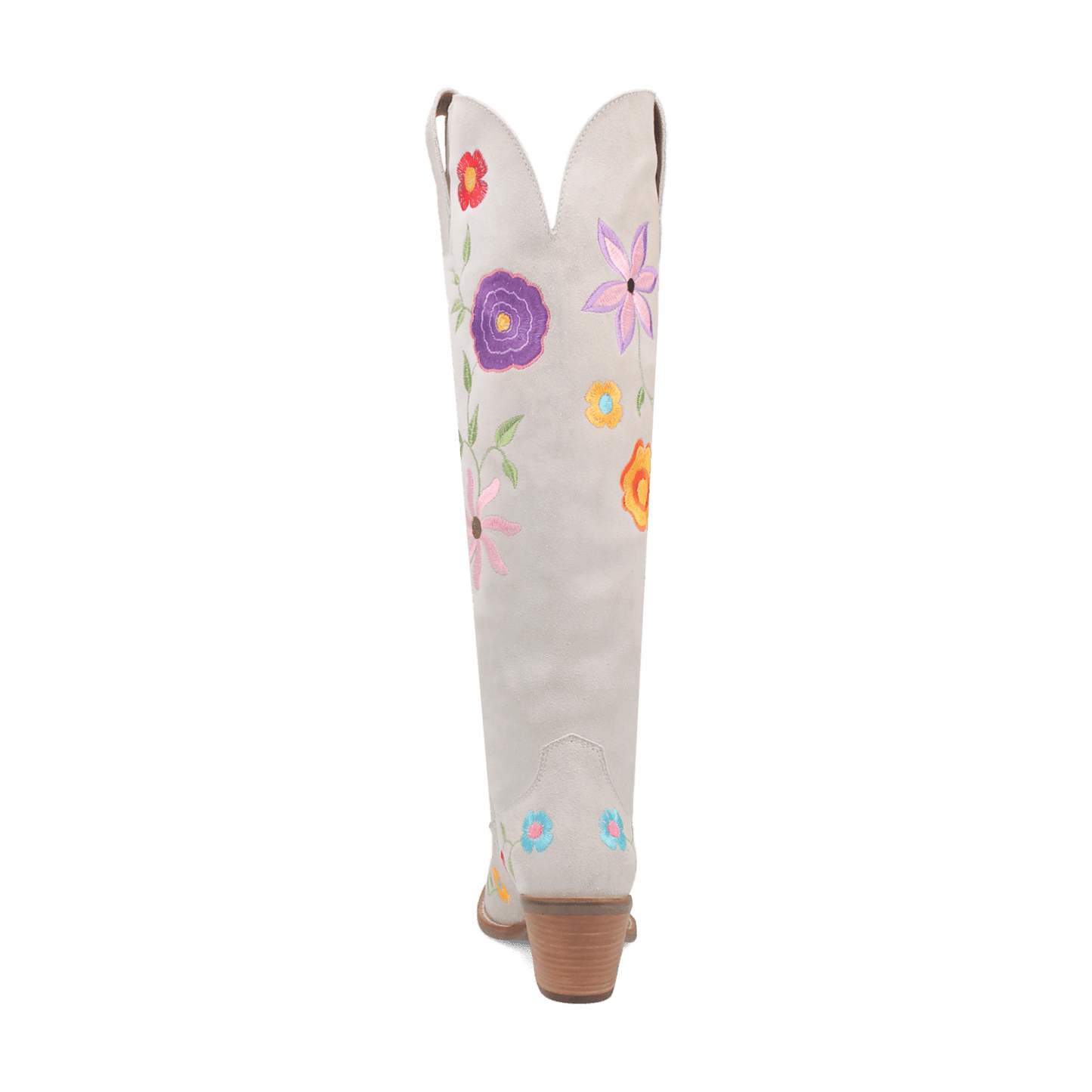 PRODUCT SHOT FLOWER POWER SUEDE BOOT AT 180 DEGREE BACK ANGLE