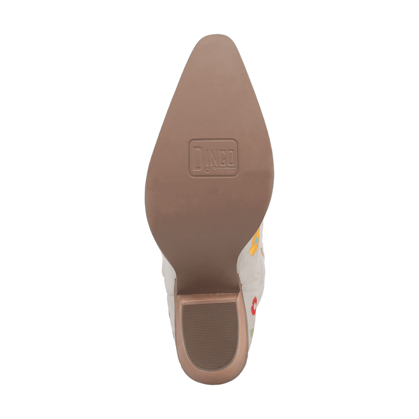 PRODUCT SHOT FLOWER POWER SUEDE BOOT AT OUTSOLE ANGLE