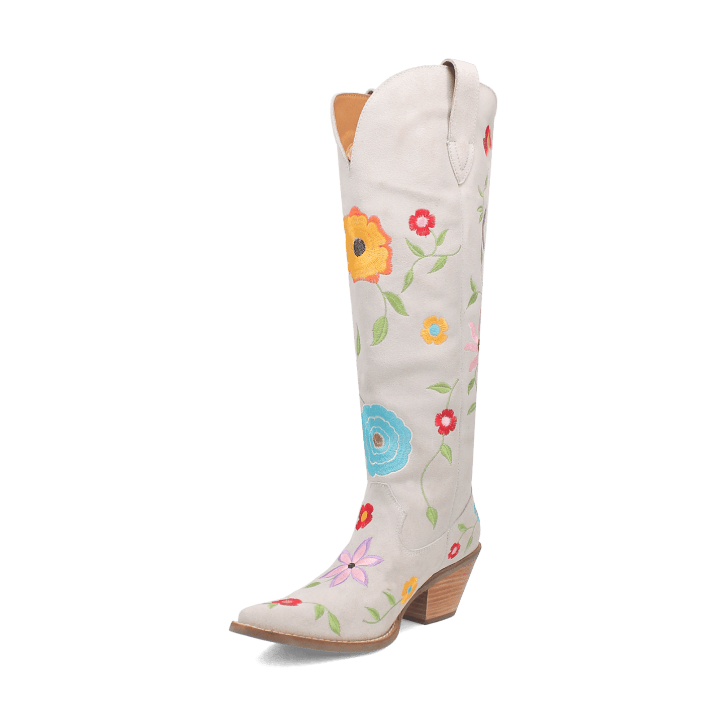 PRODUCT SHOT FLOWER POWER SUEDE BOOT AT 225 DEGREE ANGLE