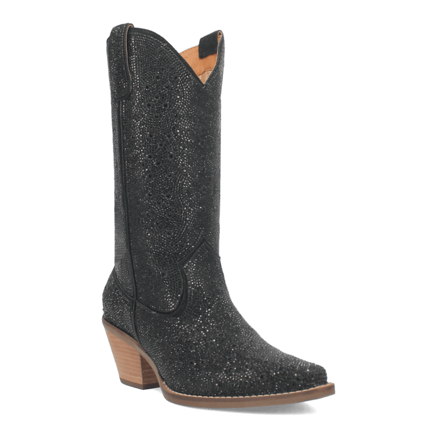 PRODUCT SHOT SILVER DOLLAR LEATHER BOOT AT 45 DEGREE ANGLE