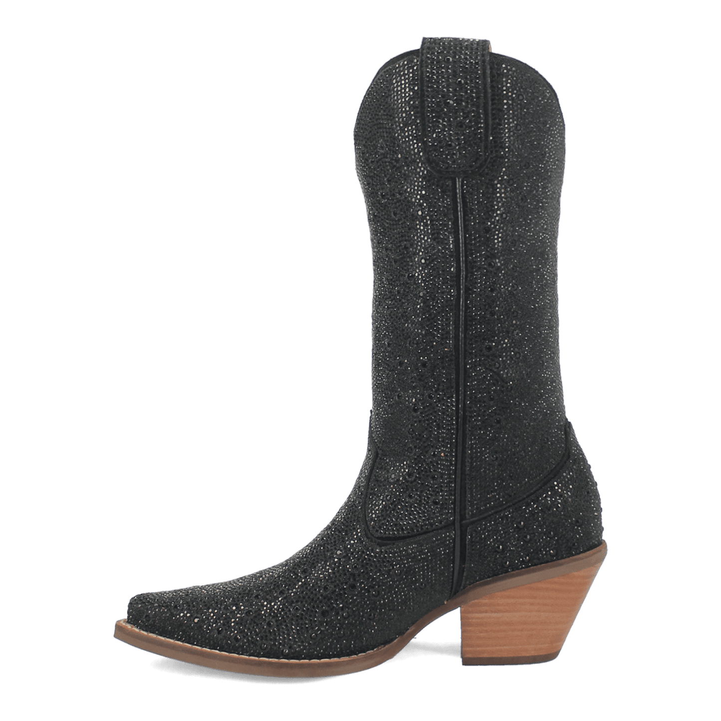 PRODUCT SHOT SILVER DOLLAR LEATHER BOOT AT 135 DEGREE OUTSIDE ANGLE