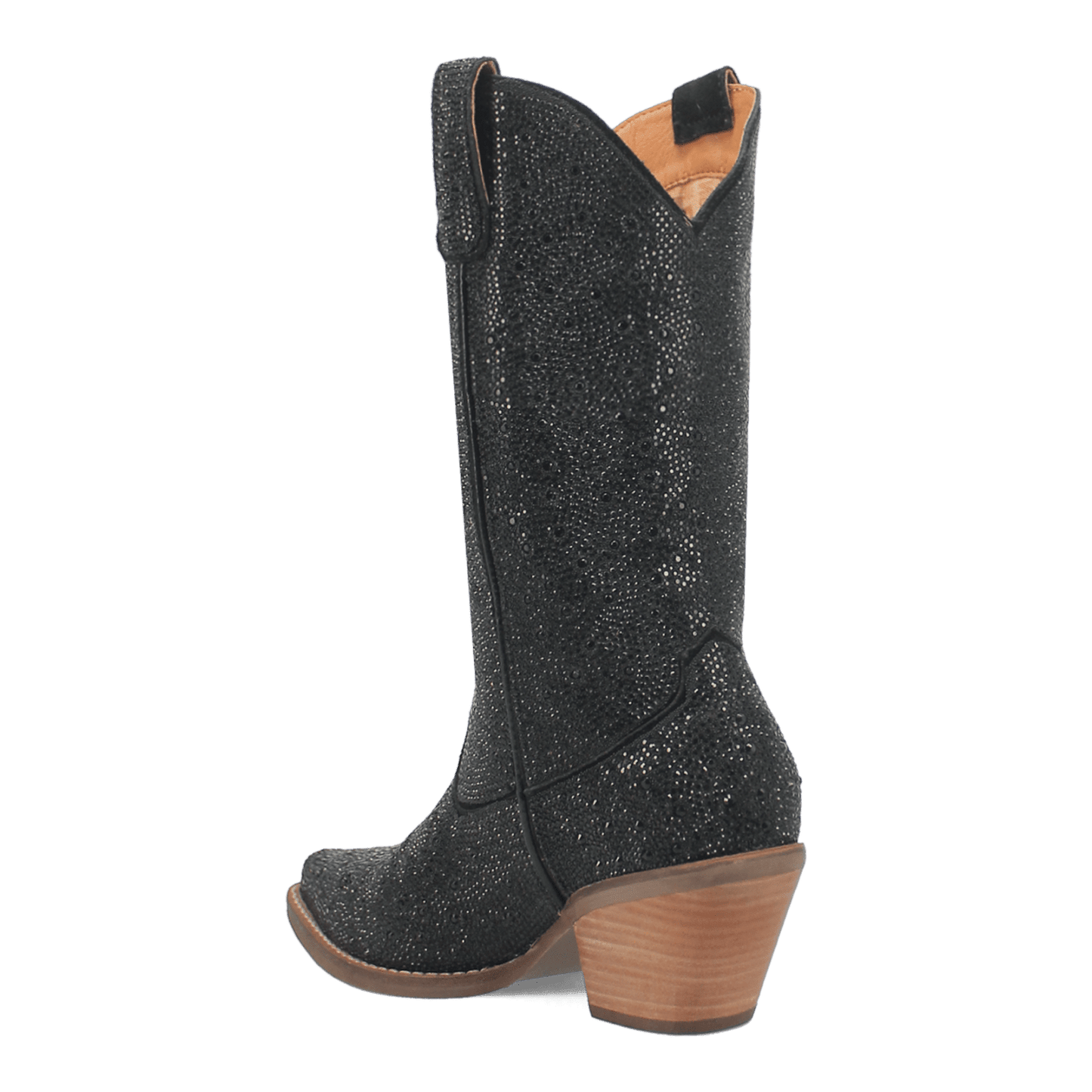 PRODUCT SHOT SILVER DOLLAR LEATHER BOOT AT 270 DEGREE ANGLE