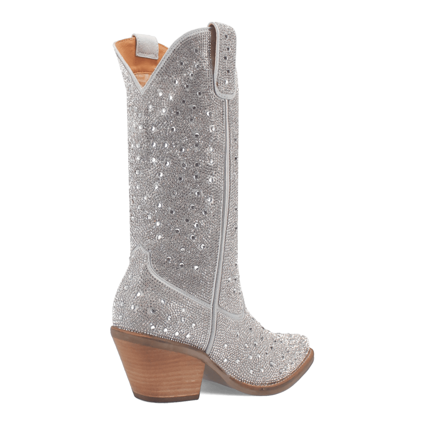 PRODUCT SHOT SILVER DOLLAR LEATHER BOOT AT 315 DEGREE ANGLE