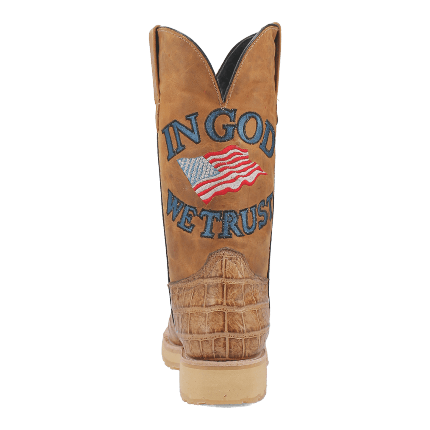 PRODUCT SHOT PATRIOT LEATHER BOOT AT 180 DEGREE BACK ANGLE