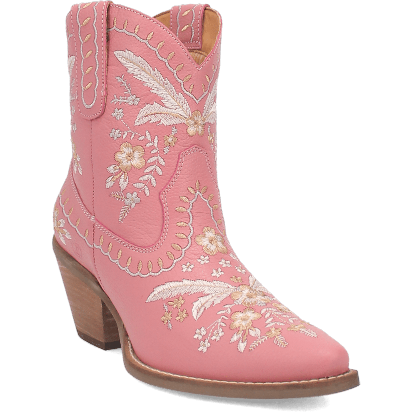 PRODUCT SHOT #PRIMROSE LEATHER BOOTIE AT 45 DEGREE ANGLE