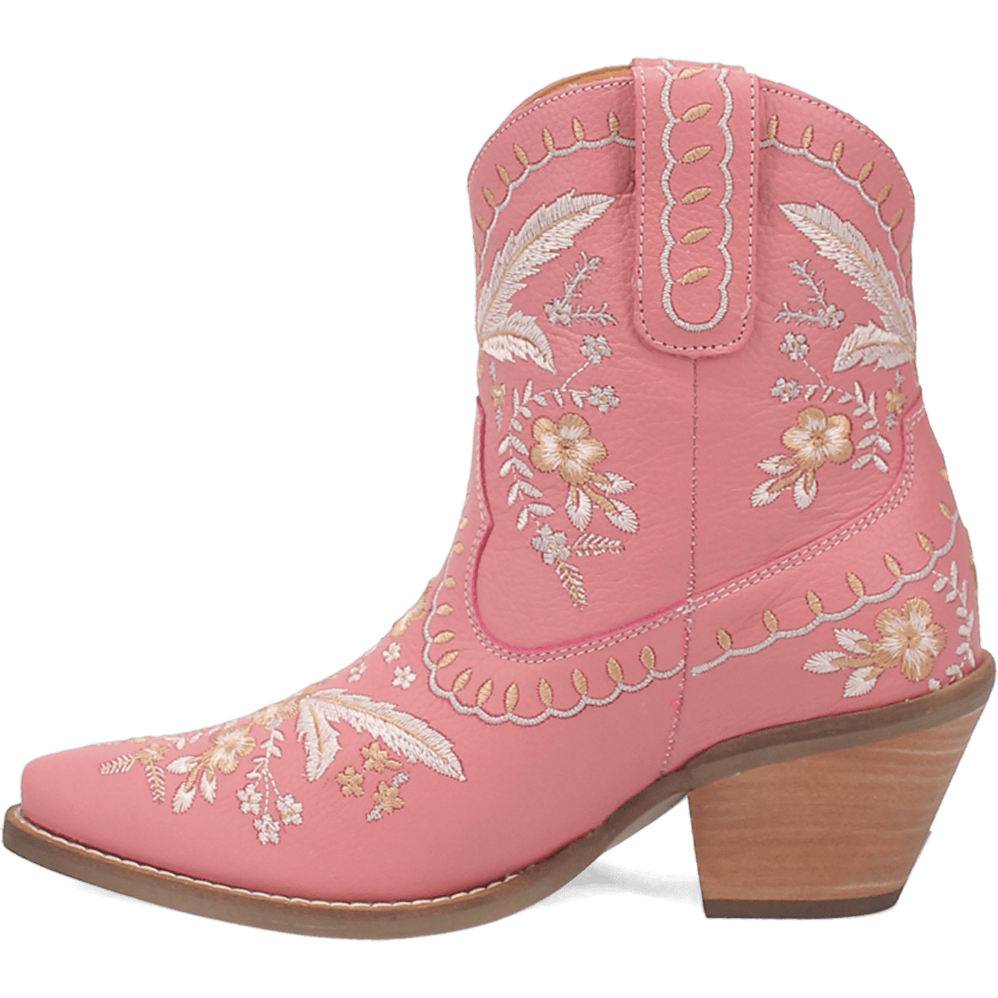 PRODUCT SHOT #PRIMROSE LEATHER BOOTIE AT 135 DEGREE OUTSIDE ANGLE