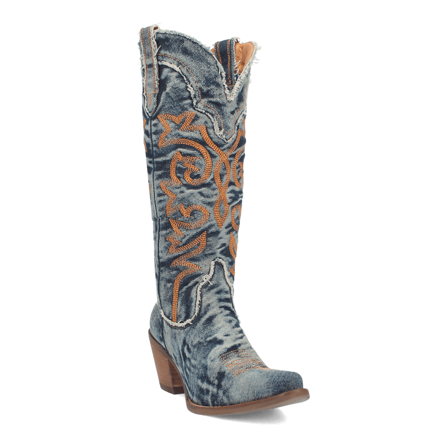 PRODUCT SHOT TEXAS TORNADO DENIM BOOT AT 45 DEGREE ANGLE