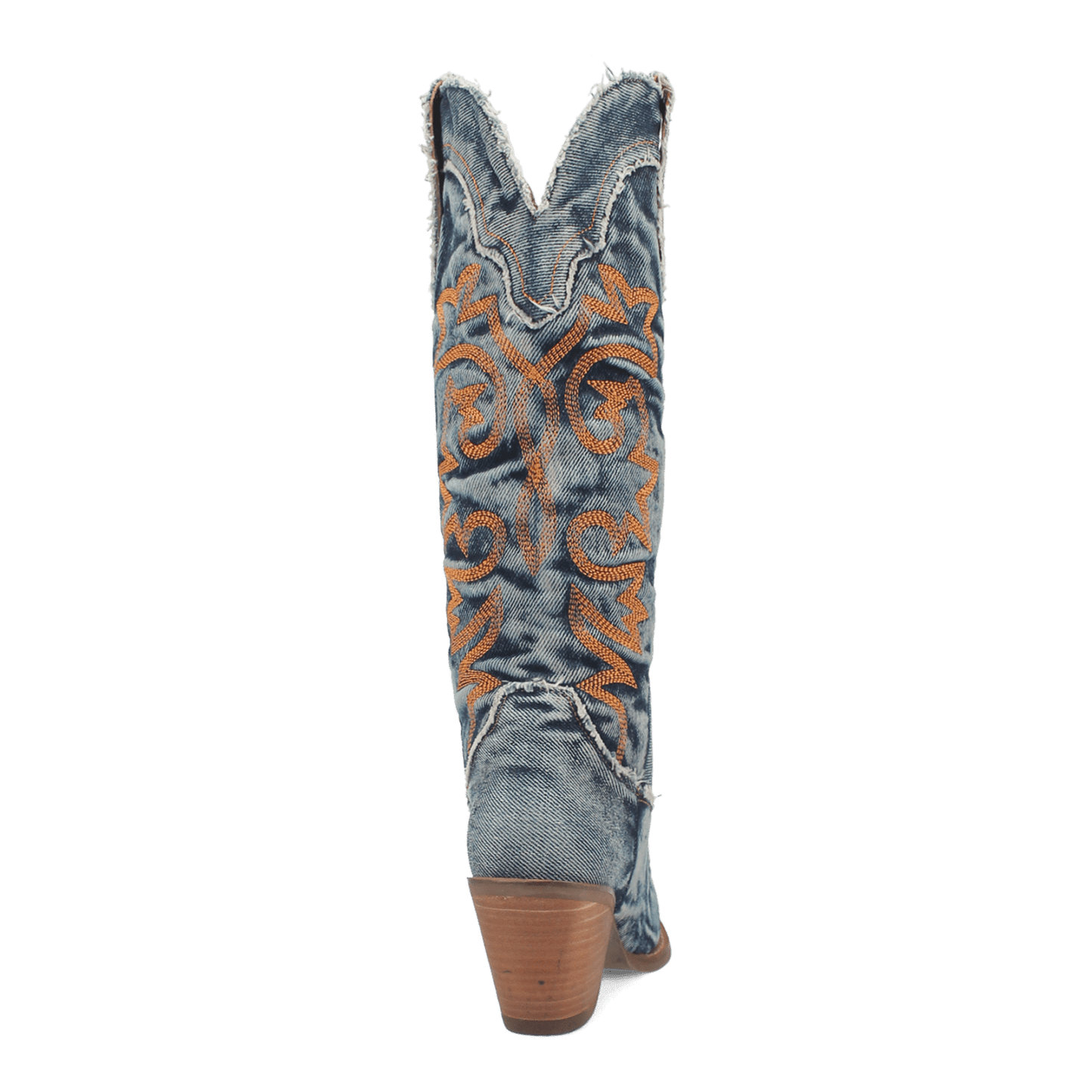 PRODUCT SHOT TEXAS TORNADO DENIM BOOT AT 180 DEGREE BACK ANGLE