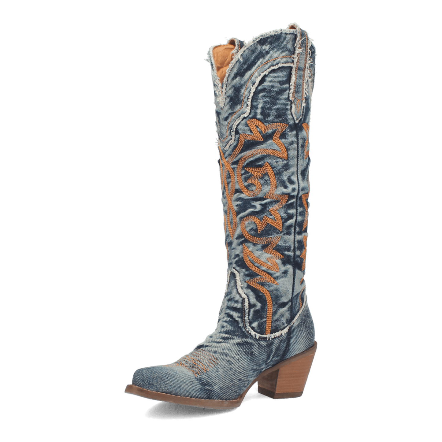 PRODUCT SHOT TEXAS TORNADO DENIM BOOT AT 225 DEGREE ANGLE