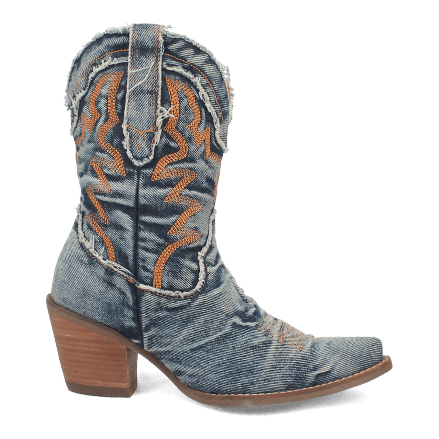 PRODUCT SHOT Y'ALL NEED DOLLY DENIM BOOT AT 90 DEGREE INSIDE ANGLE