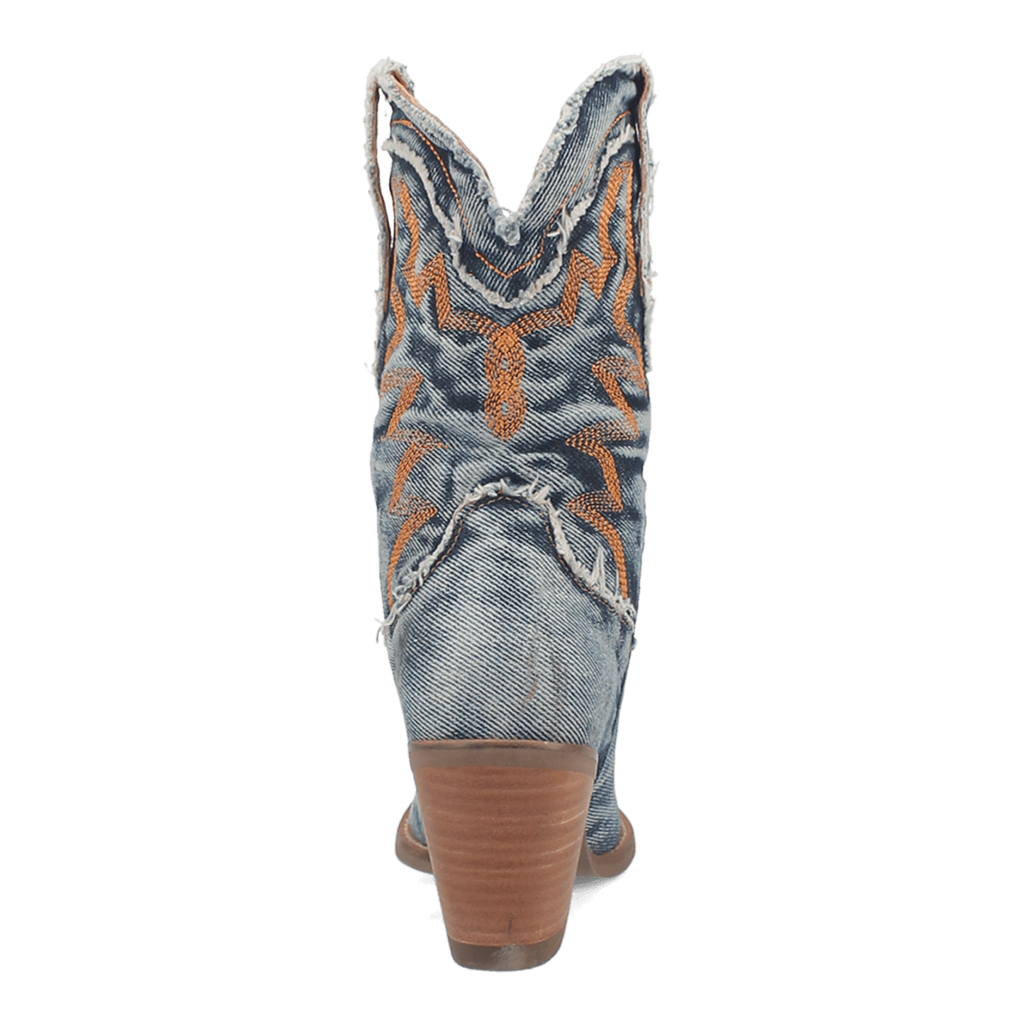 PRODUCT SHOT Y'ALL NEED DOLLY DENIM BOOT AT 180 DEGREE BACK ANGLE
