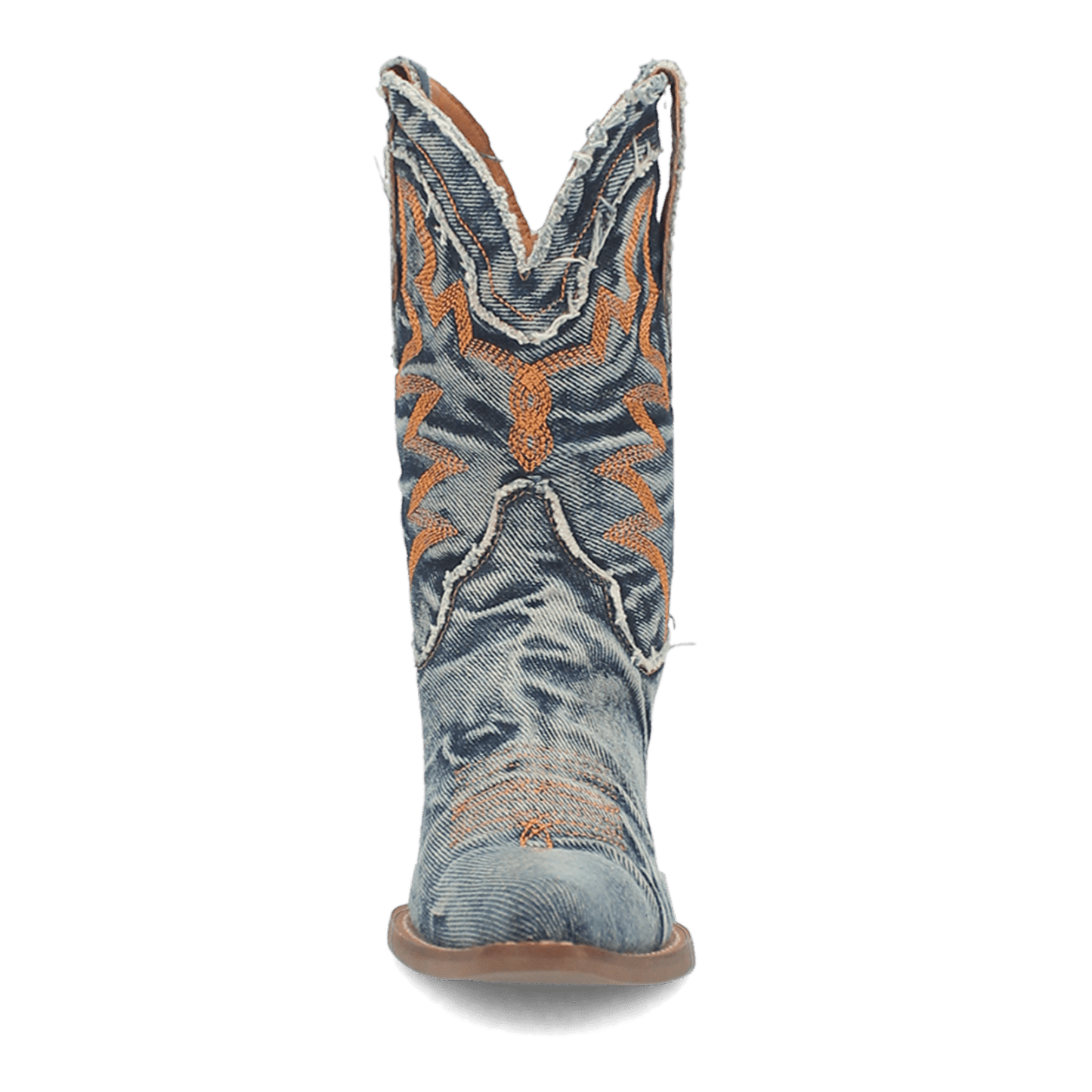 PRODUCT SHOT Y'ALL NEED DOLLY DENIM BOOT AT FRONT ANGLE