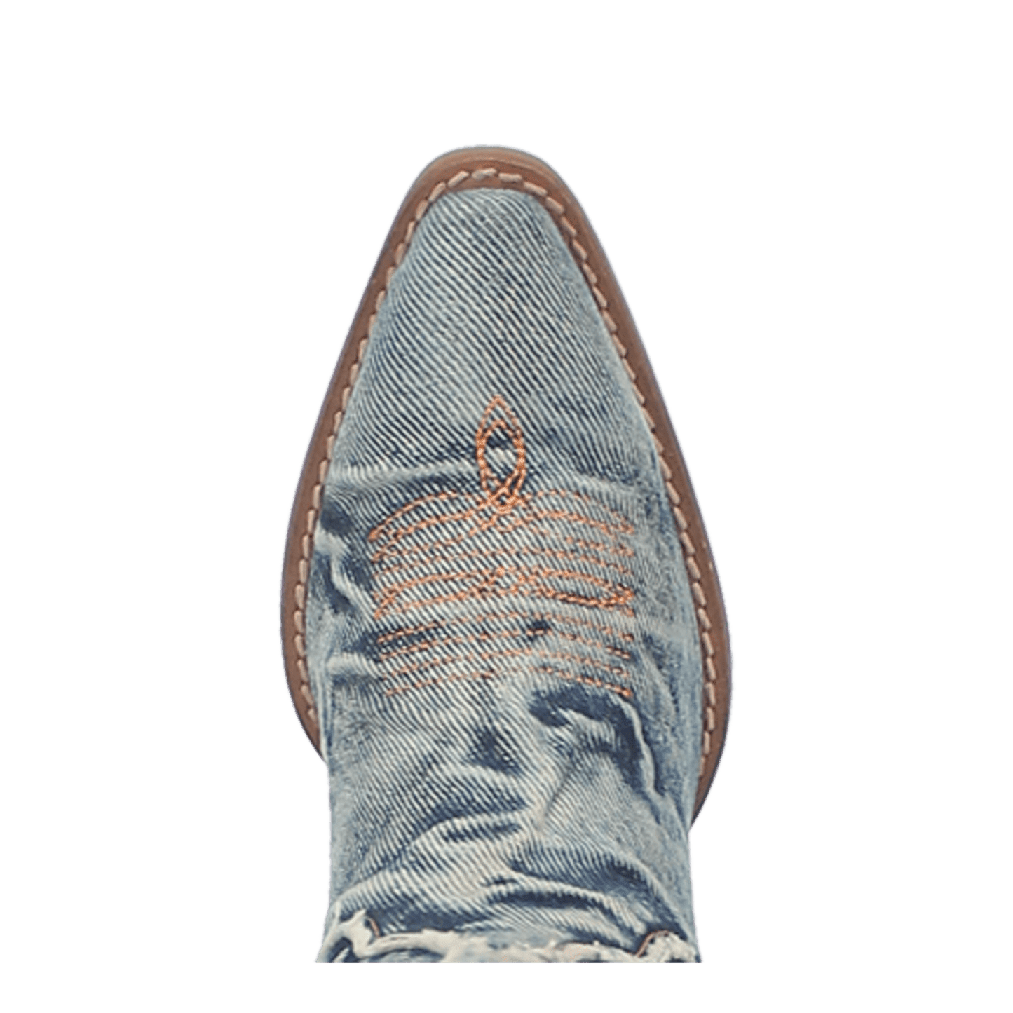 PRODUCT SHOT Y'ALL NEED DOLLY DENIM BOOT AT TOE ANGLE