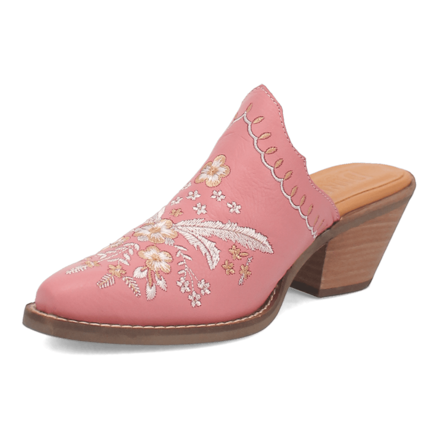 PRODUCT SHOT WILDFLOWER LEATHER MULE AT 225 DEGREE ANGLE