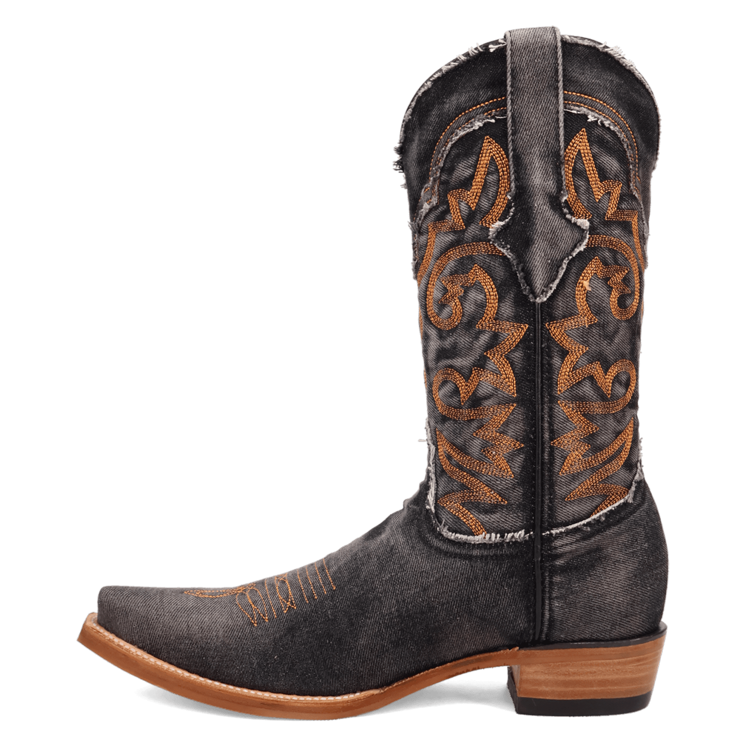 PRODUCT SHOT BIG EASY DENIM BOOT AT 135 DEGREE OUTSIDE ANGLE