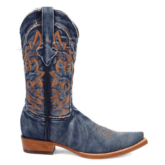 PRODUCT SHOT BIG EASY DENIM BOOT AT 90 DEGREE INSIDE ANGLE