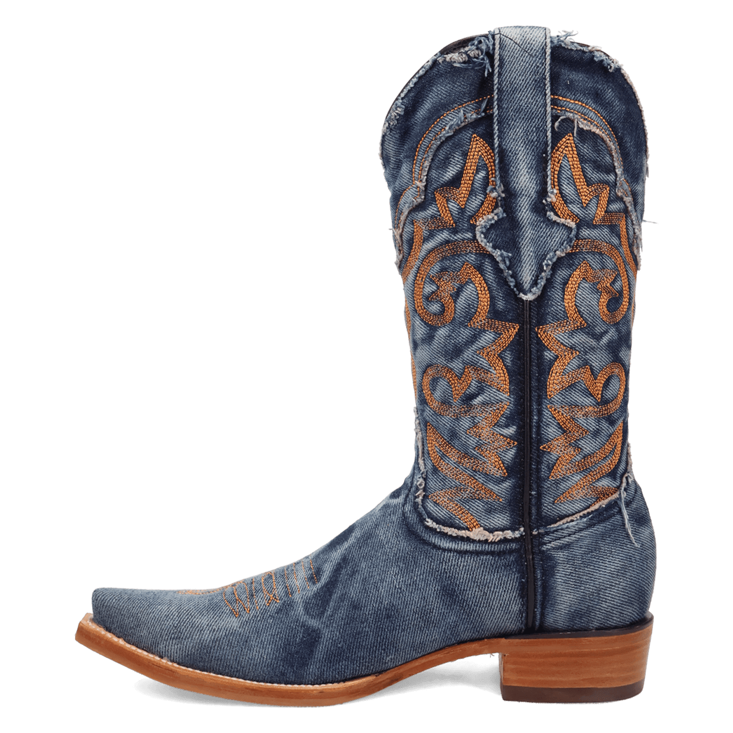 PRODUCT SHOT BIG EASY DENIM BOOT AT 135 DEGREE OUTSIDE ANGLE