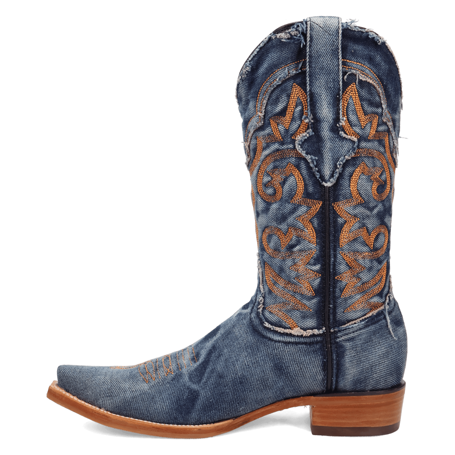 PRODUCT SHOT BIG EASY DENIM BOOT AT 135 DEGREE OUTSIDE ANGLE