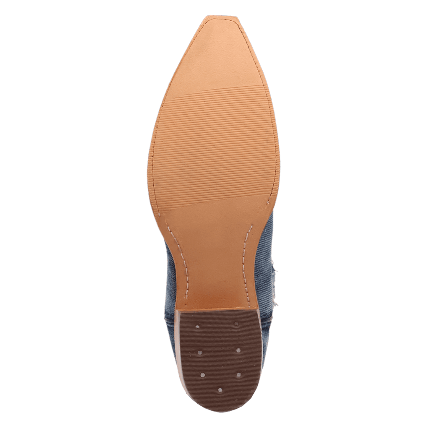 PRODUCT SHOT BIG EASY DENIM BOOT AT OUTSOLE ANGLE