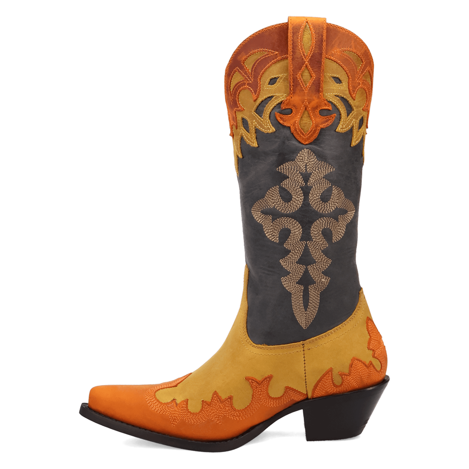 PRODUCT SHOT HOLY ROLLER LEATHER BOOT AT 135 DEGREE OUTSIDE ANGLE