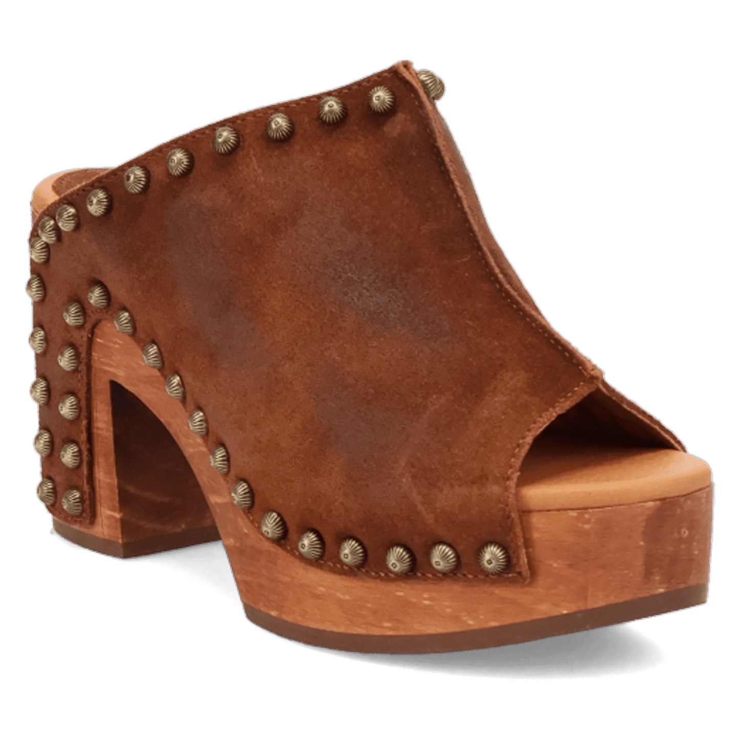 PRODUCT SHOT ECHO WOODEN SANDAL AT 45 DEGREE ANGLE
