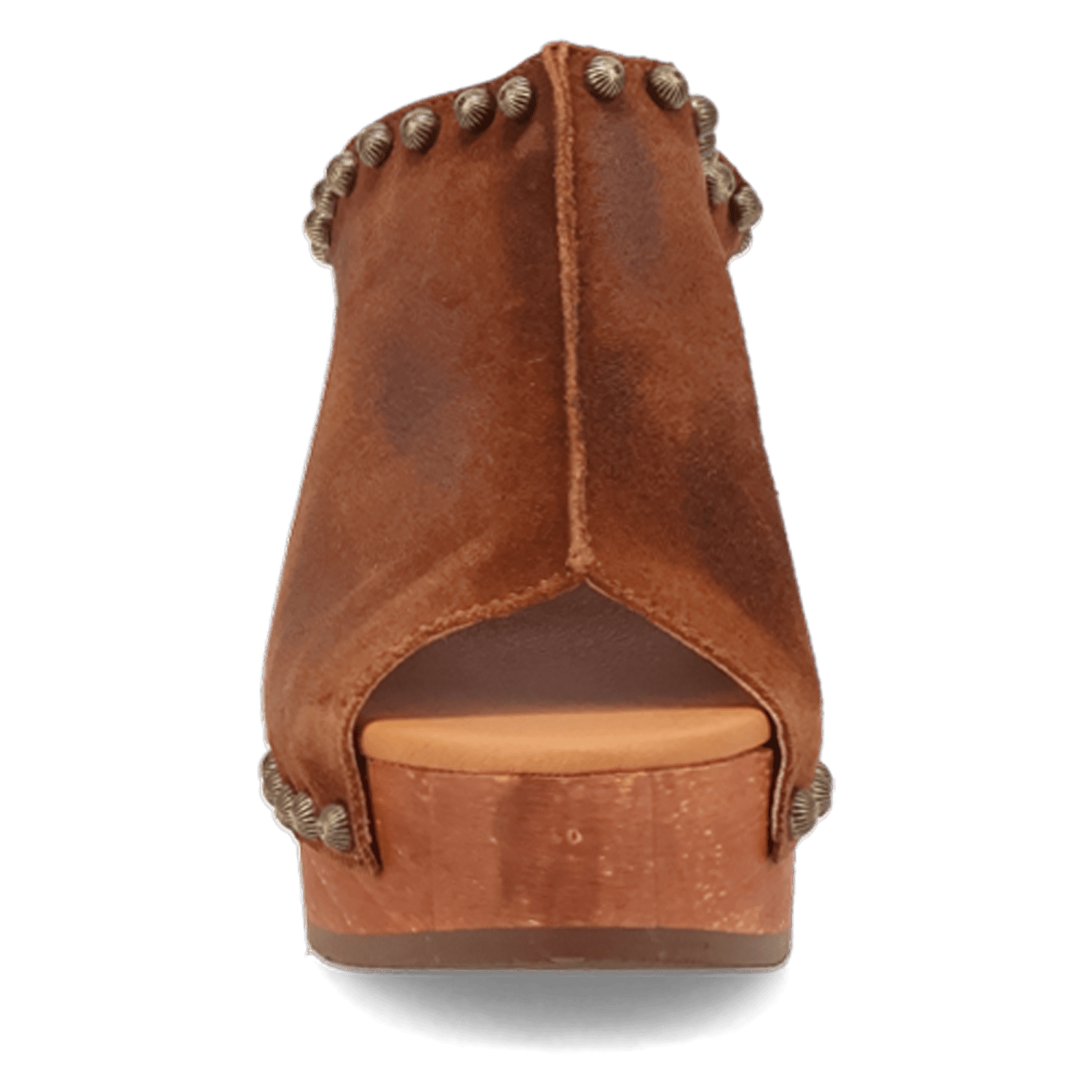 PRODUCT SHOT ECHO WOODEN SANDAL AT FRONT ANGLE