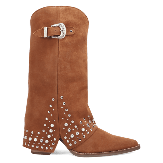 PRODUCT SHOT HOWDY HONEY SUEDE LEATHER BOOT AT 90 DEGREE INSIDE ANGLE