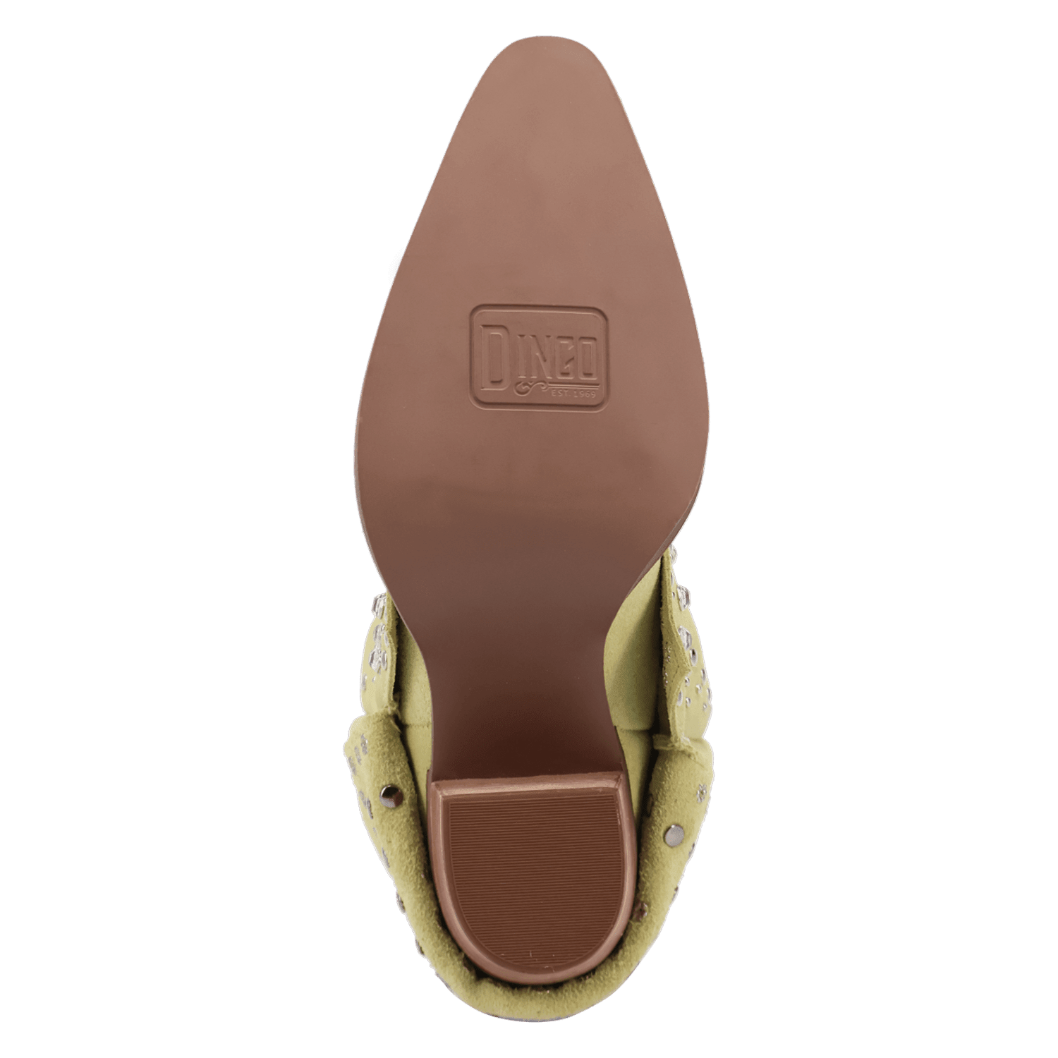 PRODUCT SHOT HOWDY HONEY SUEDE LEATHER BOOT AT OUTSOLE ANGLE