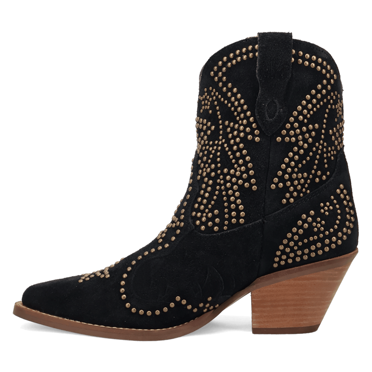 PRODUCT SHOT SEEIN' STARS SUEDE LEATHER BOOTIE AT 135 DEGREE OUTSIDE ANGLE