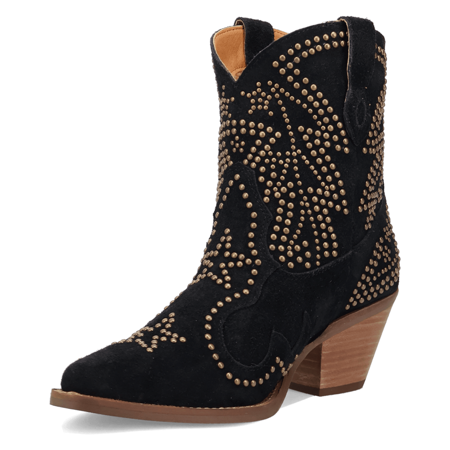 PRODUCT SHOT SEEIN' STARS SUEDE LEATHER BOOTIE AT 225 DEGREE ANGLE