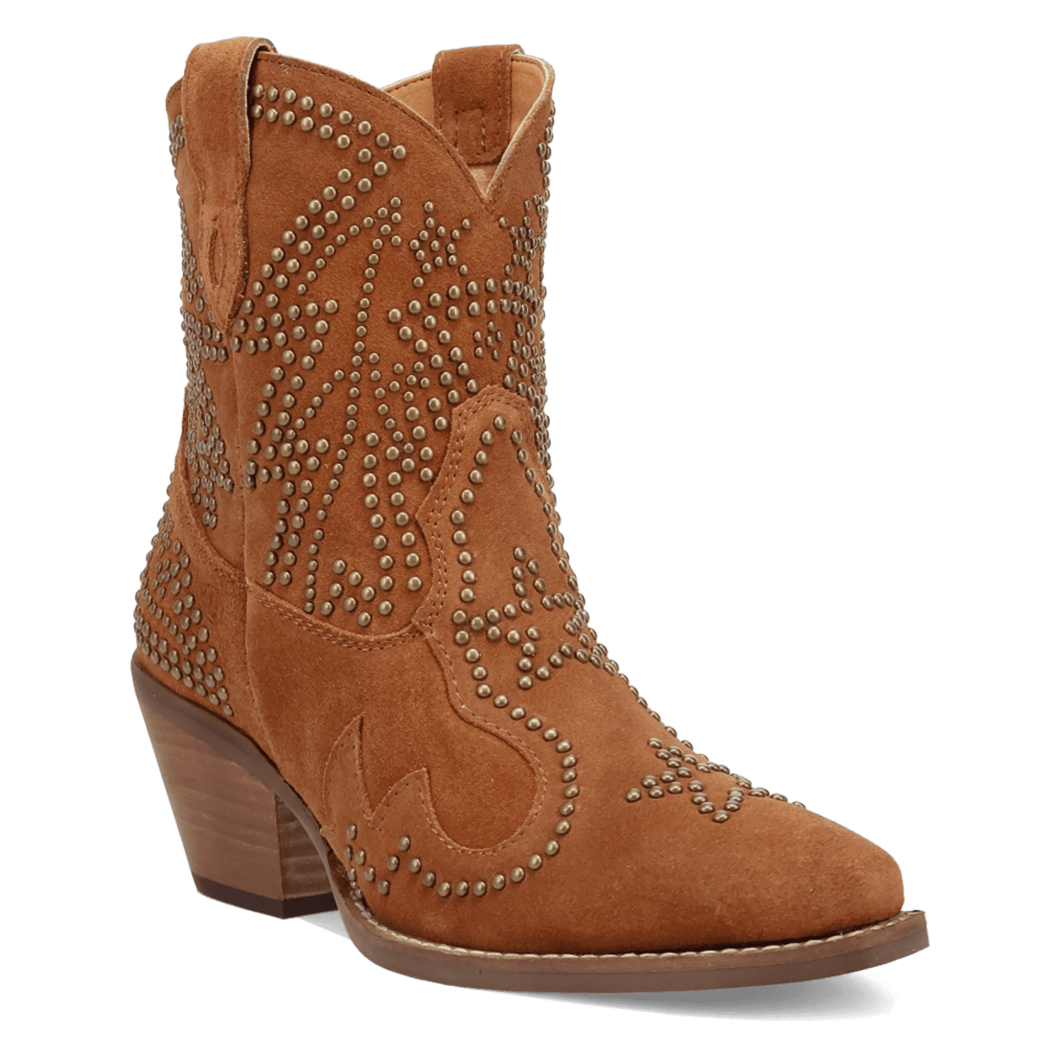 PRODUCT SHOT SEEIN' STARS SUEDE LEATHER BOOTIE AT 45 DEGREE ANGLE