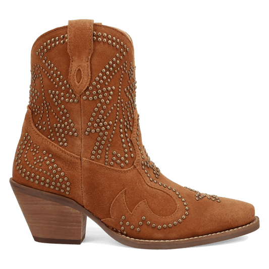 PRODUCT SHOT SEEIN' STARS SUEDE LEATHER BOOTIE AT 90 DEGREE INSIDE ANGLE